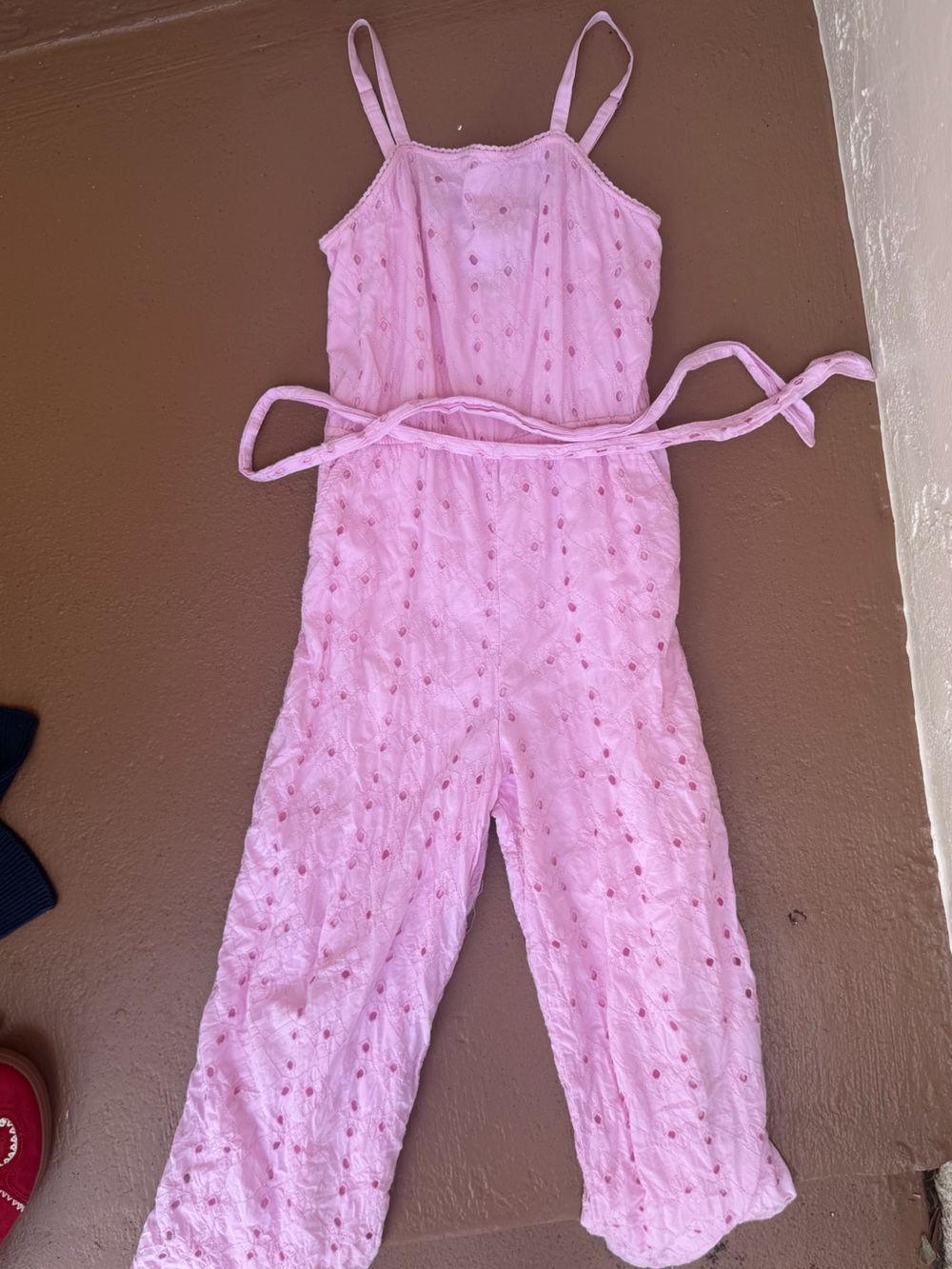 Abercrombie & Fitch Kids Pink Eyelet Wide Leg Jumpsuit